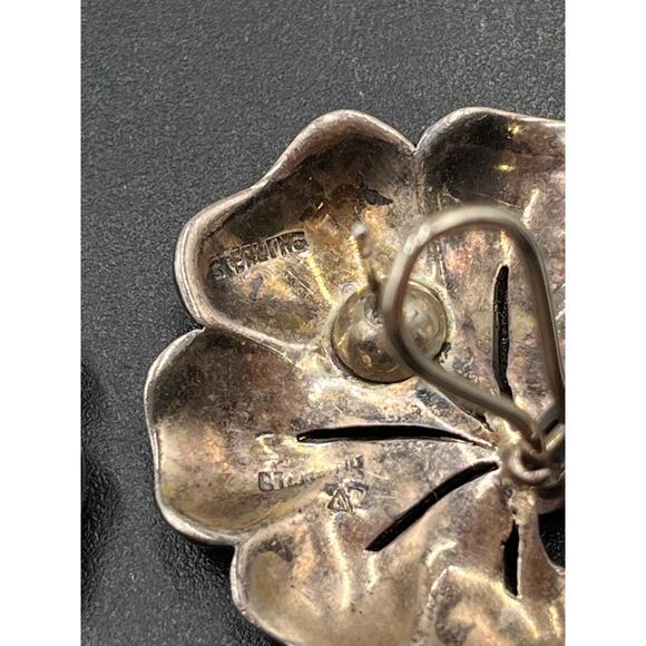 Judith Jack 925 Sterling‎ Marcasite
Lotus Floral Omega Back Pierced 
Earrings - Picture 5 of 11